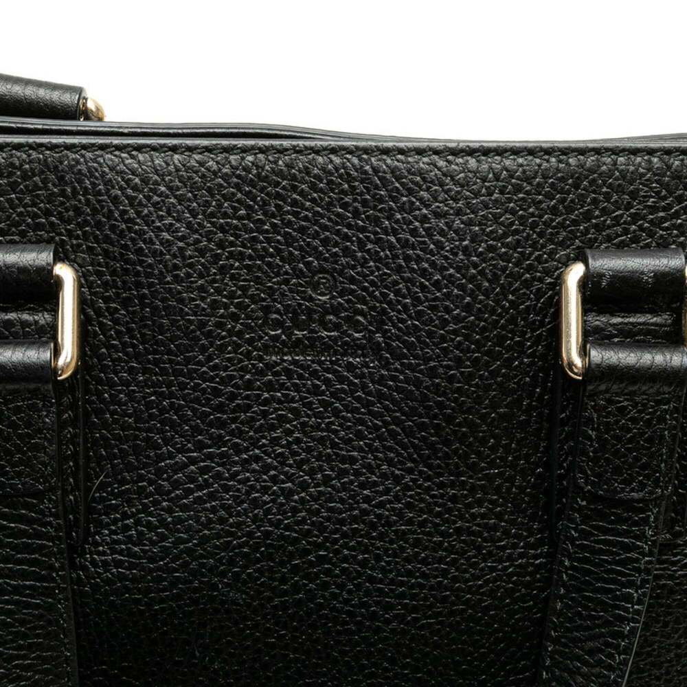 GUCCI Black Leather Bamboo Shoulder Bag - Picture 7 of 9